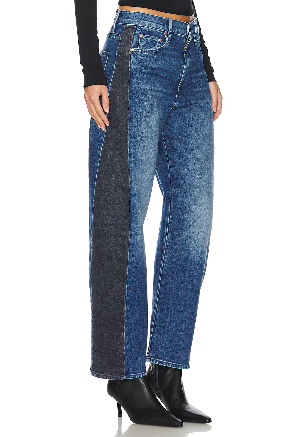Mother The Half-Pipe Flood Jeans in Black and Blue MSRP $278