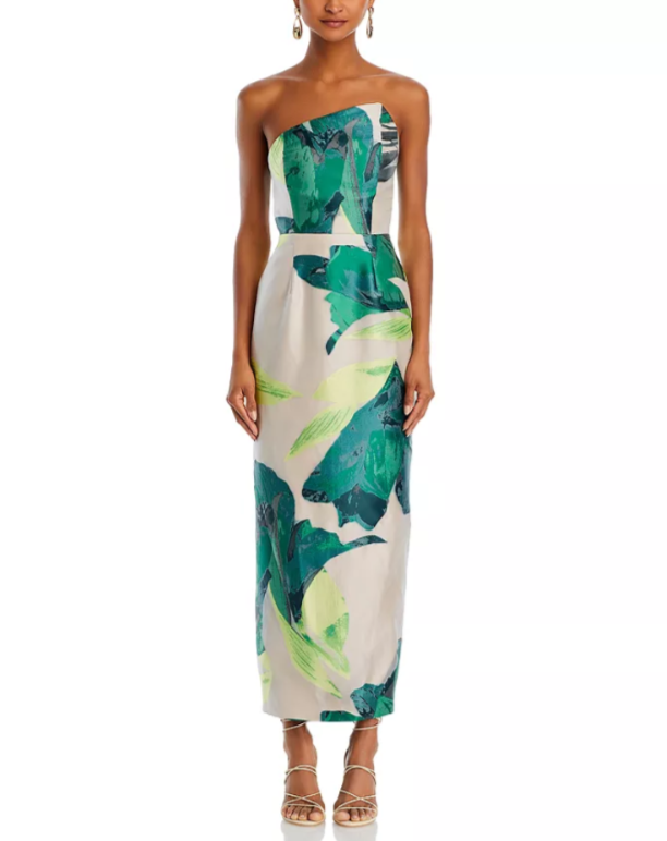 MILLY Asymmetrical Tropical Jacquard Dress MSRP $795