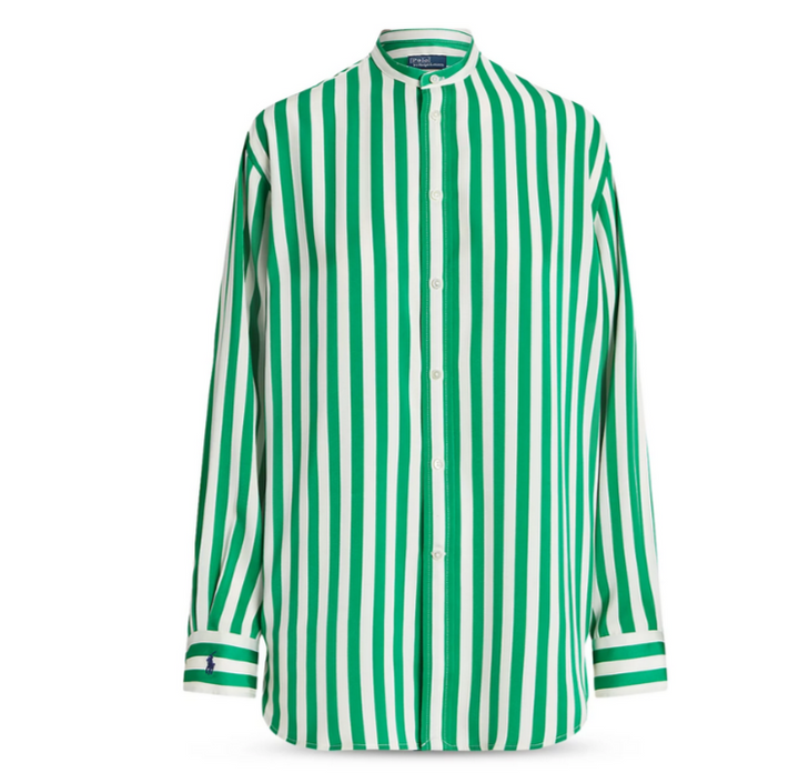 Polo Ralph Lauren Oversize Fit Striped Silk Shirt MSRP $348