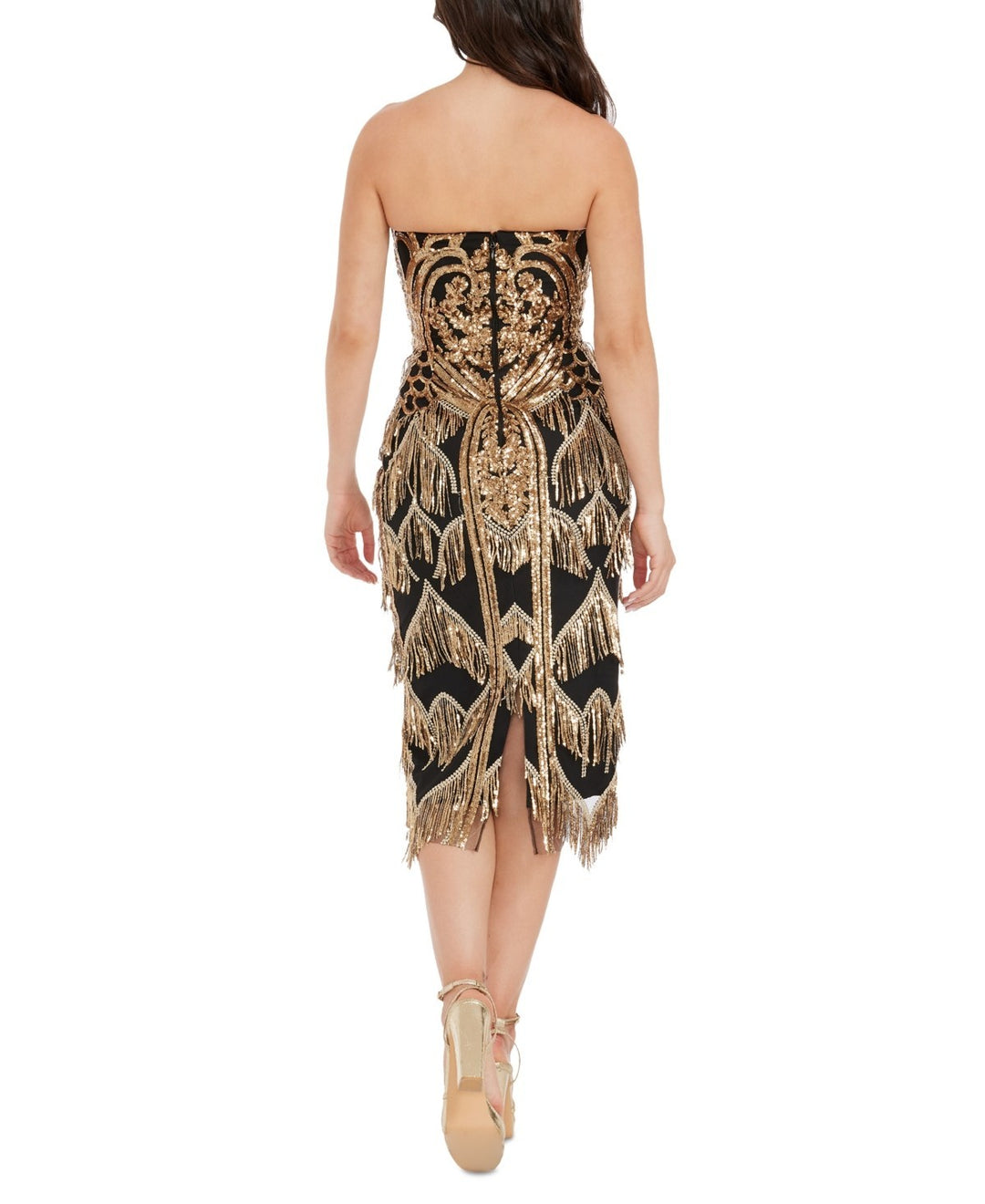 Dress the Population Women's Viviana Sequined Fringe Dress MSRP $ 328