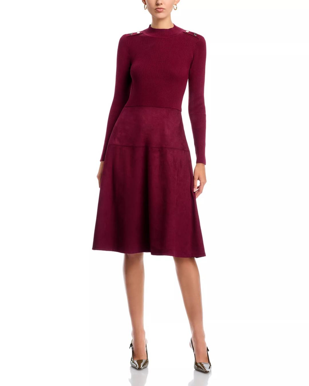T Tahari Mock Neck Long Sleeve Dress MSRP $128