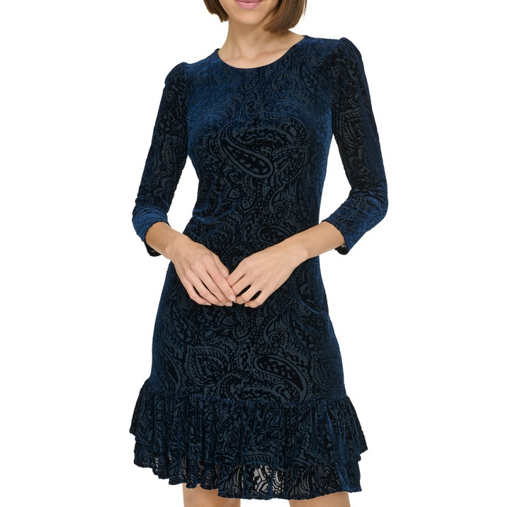 Tommy Hilfiger Women's Paisley Velvet Mini Dress MSRP $119