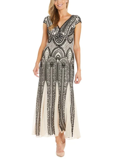 R & M Richards Women's Sequin-Design Cap-Sleeve Gown MSRP $199