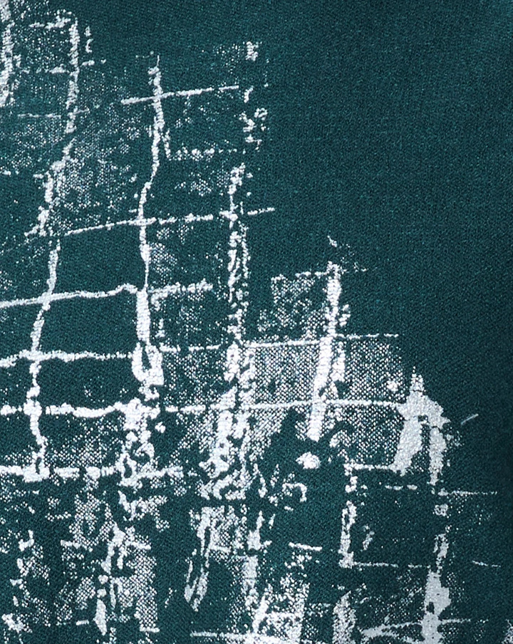 Adrienne Landau Crocodile Foil Print Funnel Neck Sweater MSRP $295