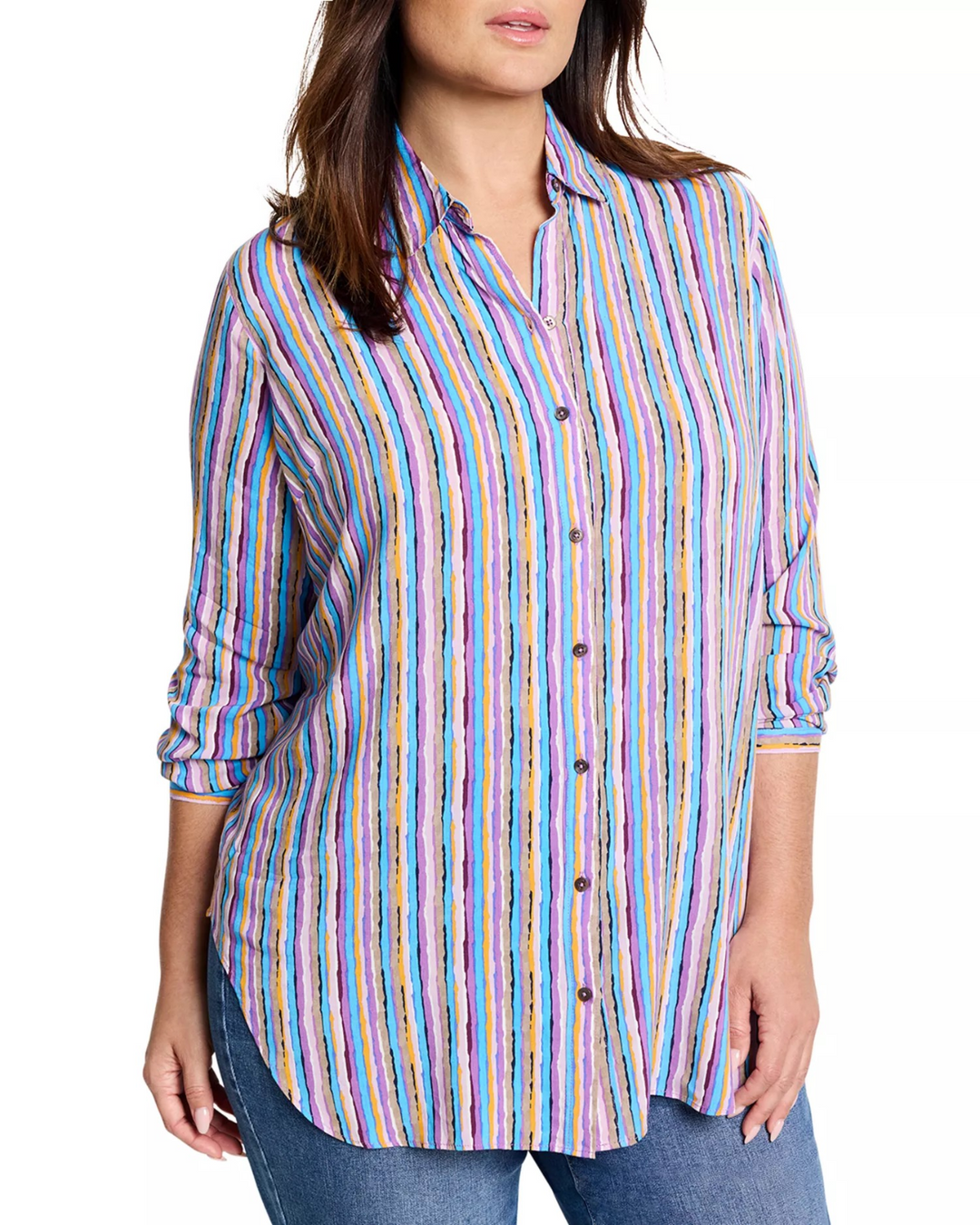 Nic+Zoe Plus Solstice Stripe Shirt MSRP $158