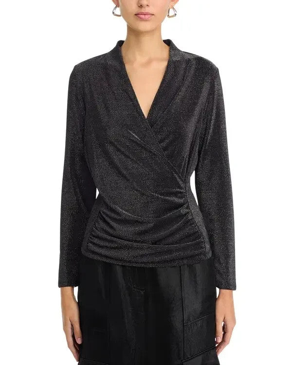 Status by Chenault Long Sleeve Metallic Top MSRP $68