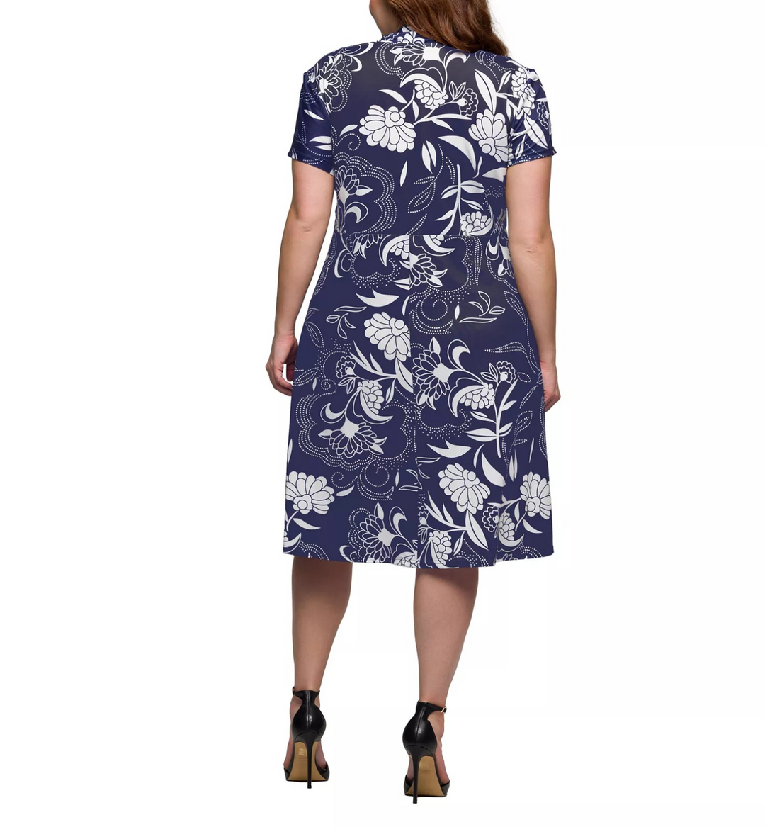 24seven Comfort Apparel Plus Size Print Short Sleeve Wrap Dress MSRP $79