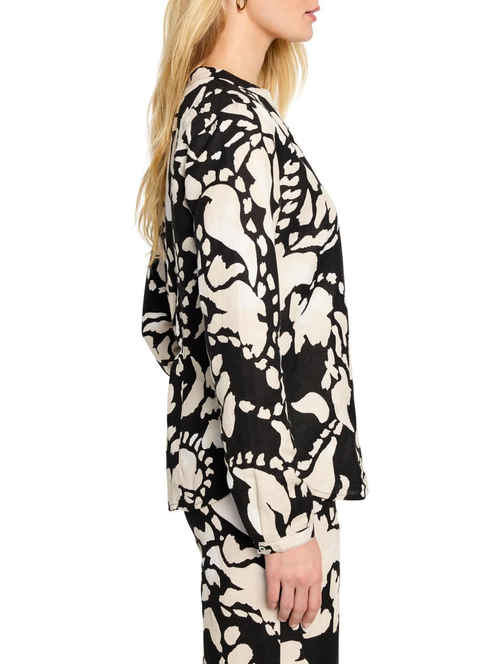 NIC+ZOE Evening Petal Linen-Blend Woven Shirt MSRP $158
