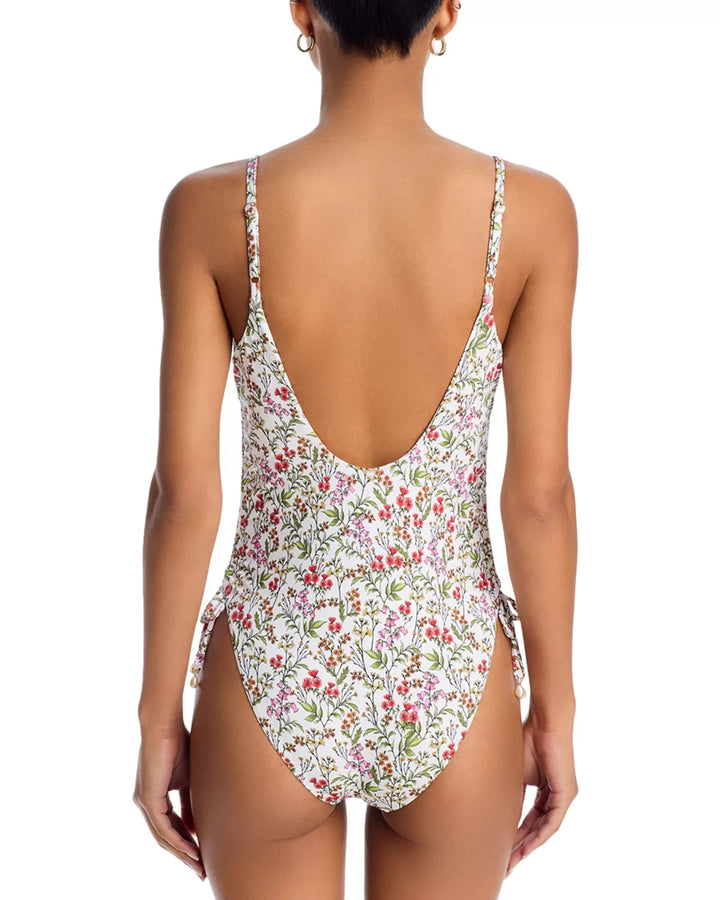 AQUA Drawstring One Piece Swimsuit MSRP $108