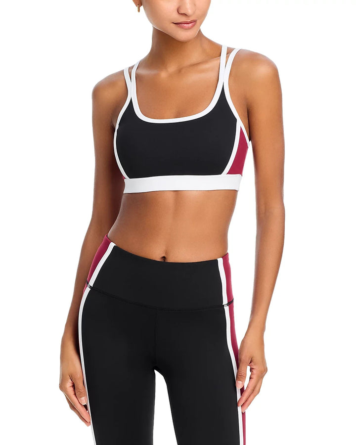 AQUA Athletic Toned Out Double Strap Color Block Sports Bra MSRP $68