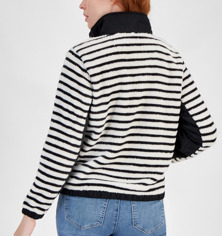 Nautica Jeans Striped Pullover Sherpa Jacket MSRP $99