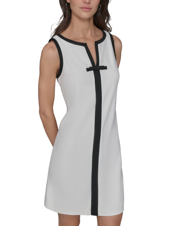 KARL LAGERFELD PARIS Split V Neck Sleeveless Dress MSRP $138