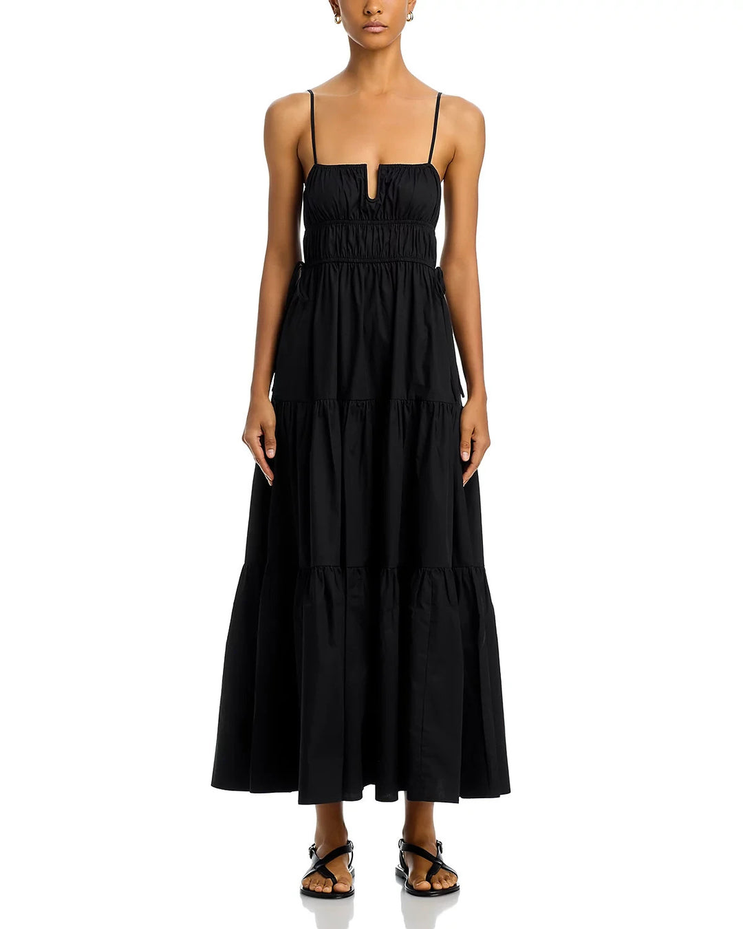 Moon River Shirred Cotton Poplin Midi Dress MSRP $114