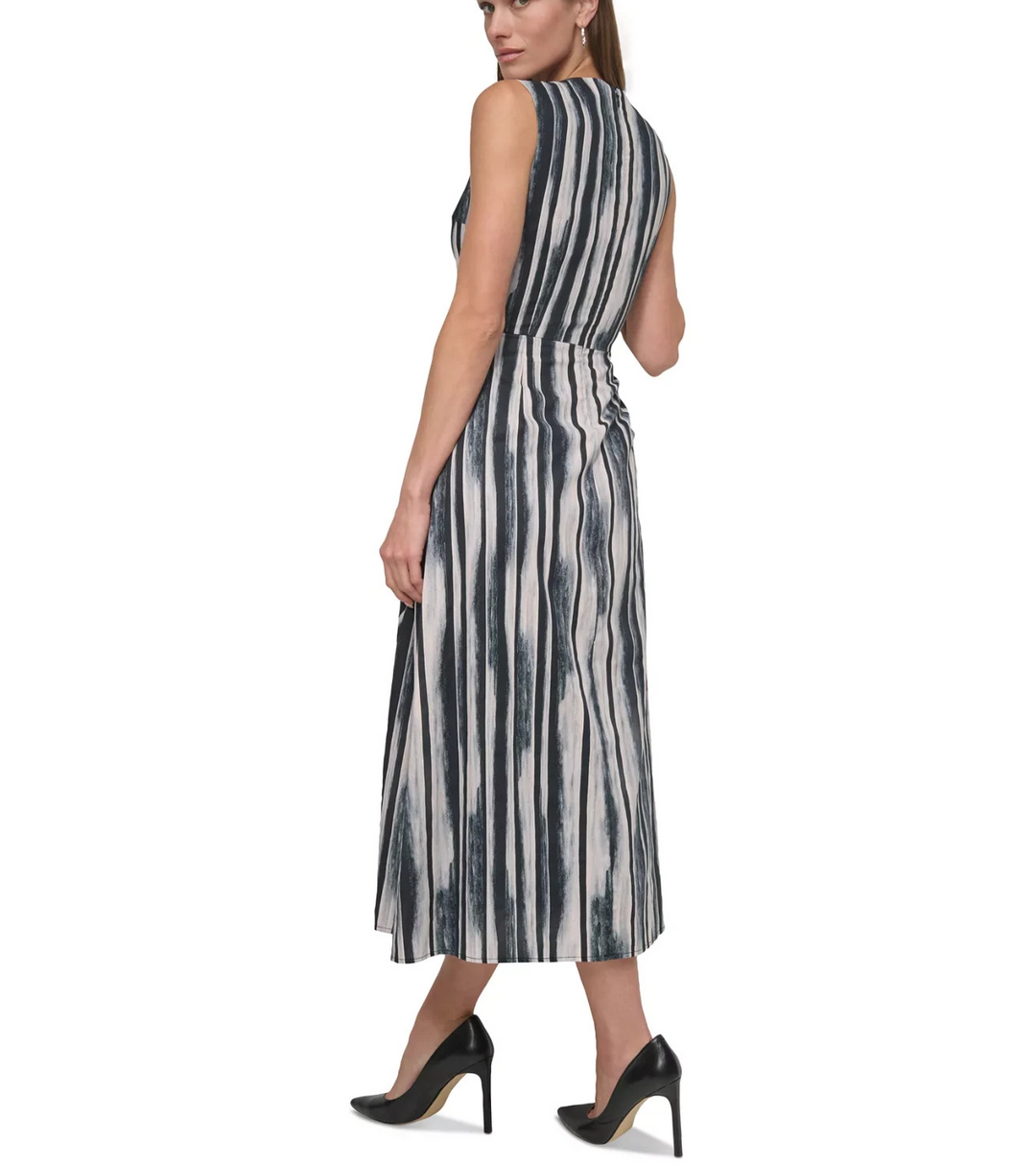 DKNY Women's Jewel-Neck Faux-Wrap Sleeveless Dress MSRP $139