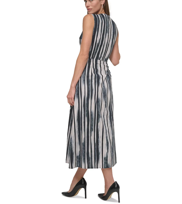 DKNY Women's Jewel-Neck Faux-Wrap Sleeveless Dress MSRP $139