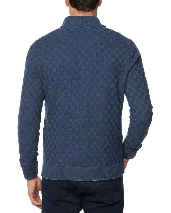 Robert Graham Gavino Cotton Check Classic Fit Quarter Zip Sweater MSRP $198