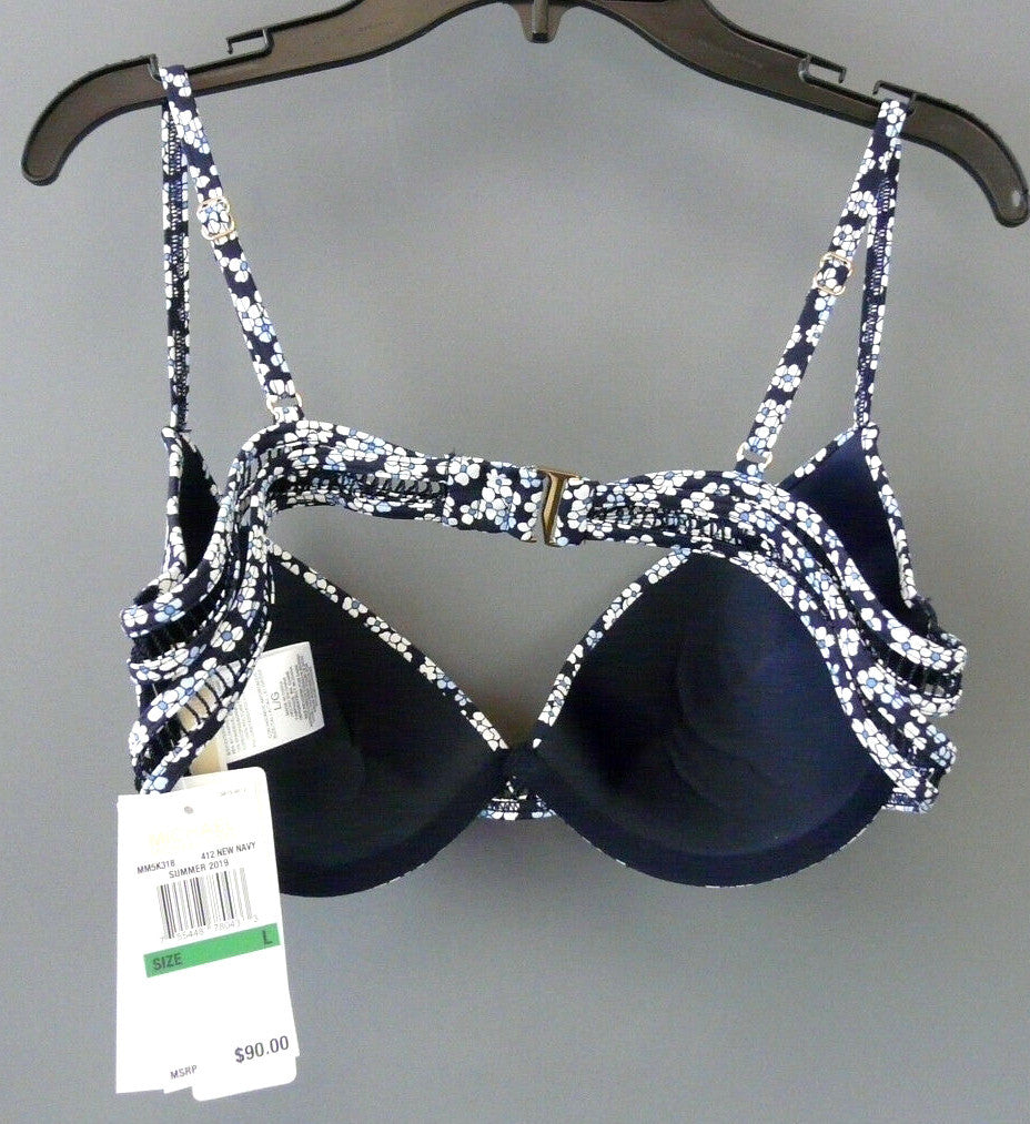 MICHAEL Michael Kors Printed Bikini Top MSRP $90 Size L U5 34