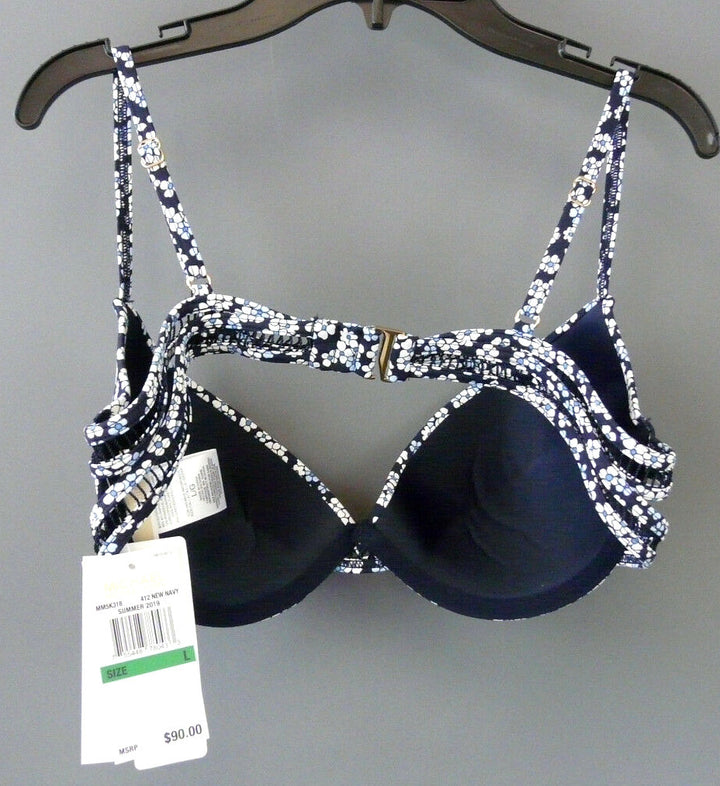 MICHAEL Michael Kors Printed Bikini Top MSRP $90 Size L U5 34