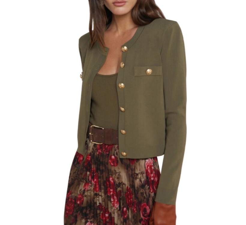 L'AGENCE Toulouse Crewneck Cardigan MSRP $475
