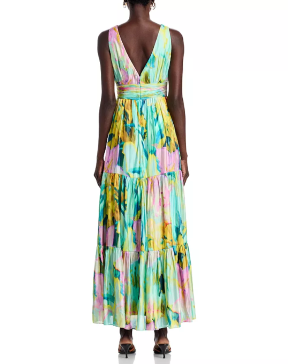 Kobi Halperin Britt Printed Tiered Maxi Dress MSRP $698