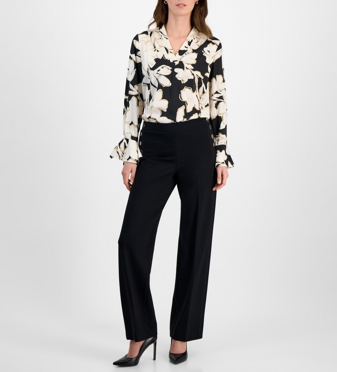 Anne Klein Sailor-Pocket Mid-Rise Wide-Leg Pants MSRP $99