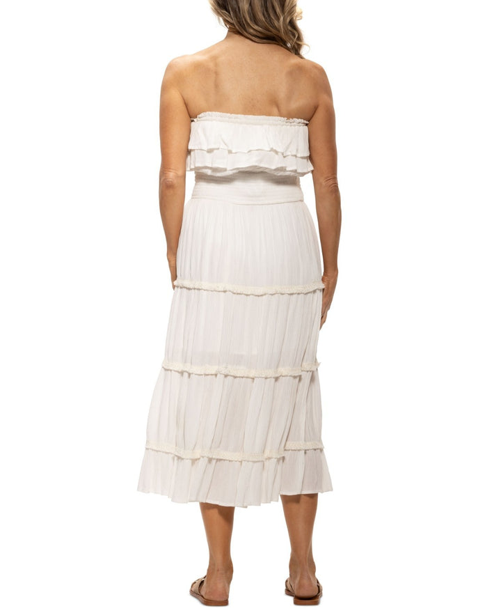 Dotti Ruffled Smocked-Waist Tiered Cover-Up Dress MSRP $72