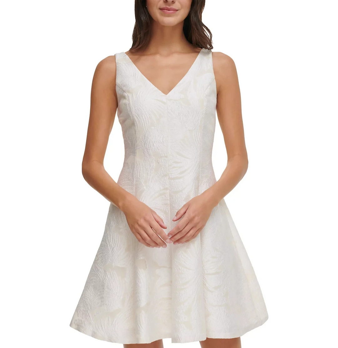 DKNY Floral Jacquard Sleeveless Dress MSRP $159