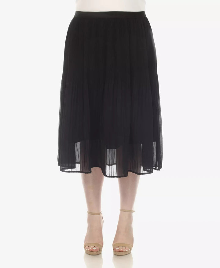 White Mark Plus Size Pleated Chiffon Midi Skirt MSRP $64