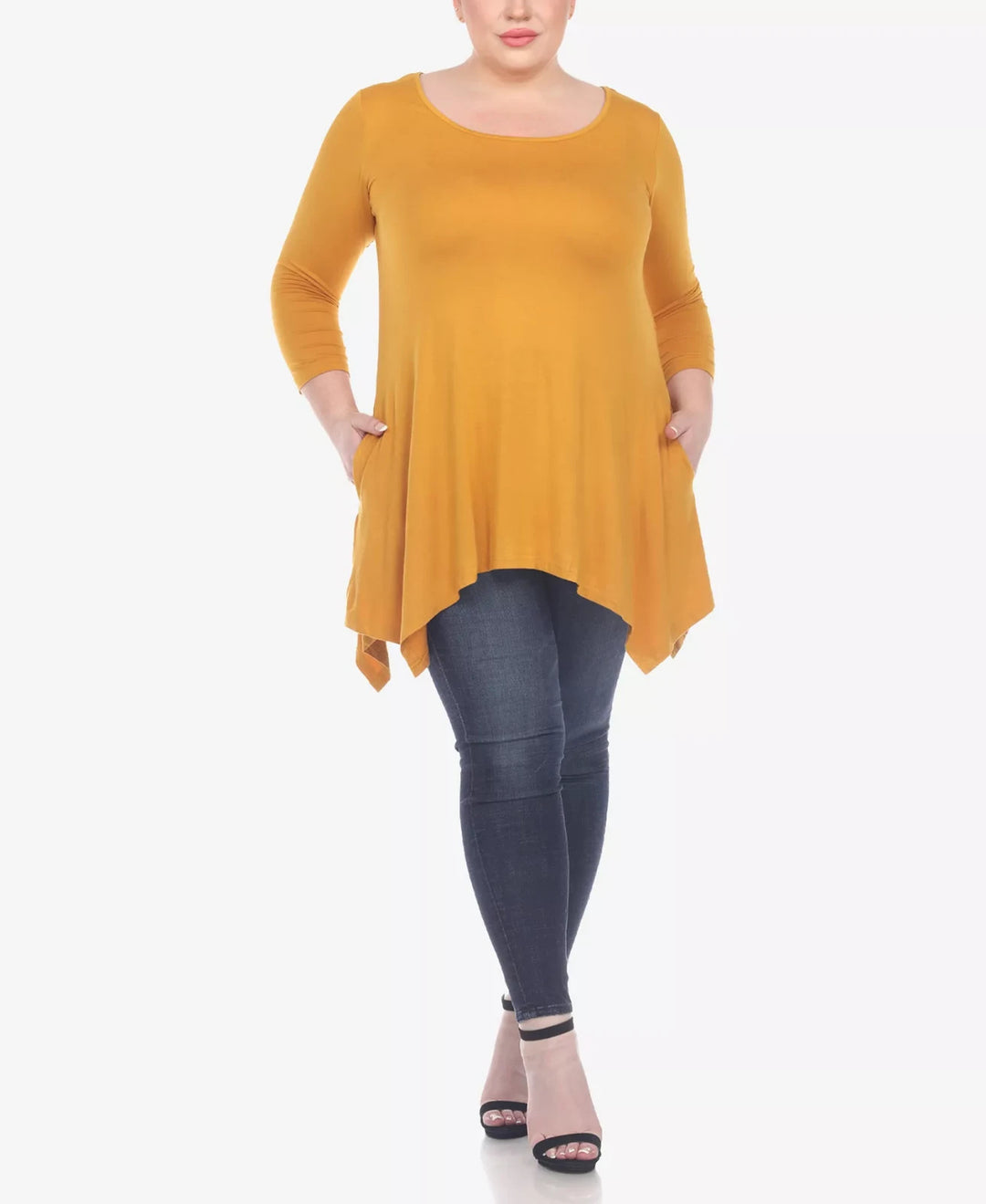 White Mark Plus Size Makayla Scoop Neck Tunic Top MSRP $52
