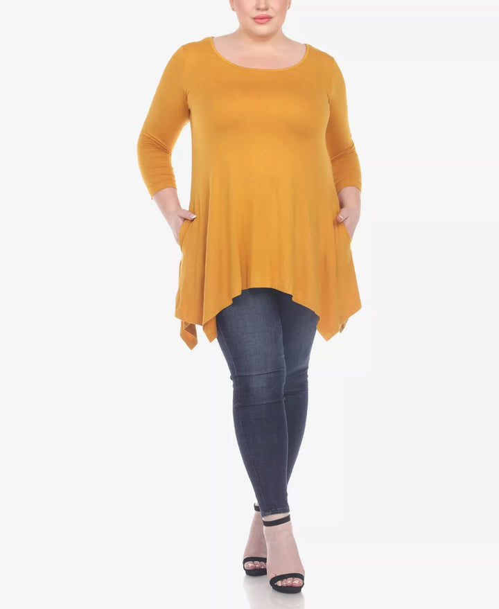 White Mark Plus Size Makayla Scoop Neck Tunic Top MSRP $52