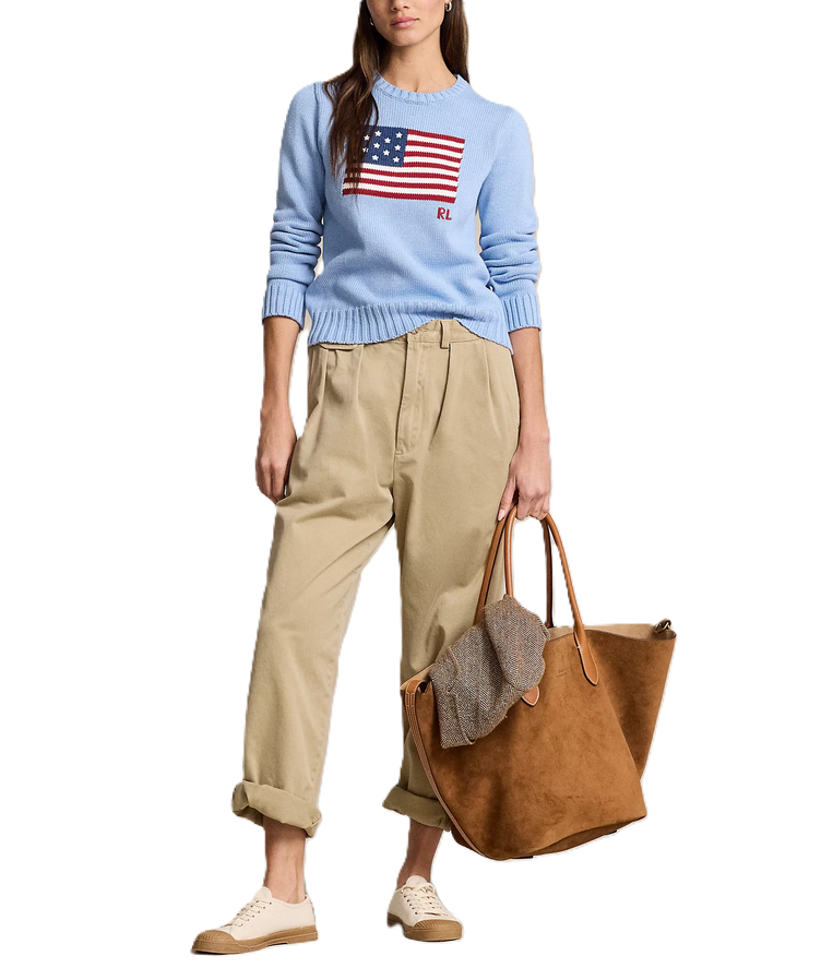 POLO Ralph Lauren Flag Cotton Crewneck Sweater MSRP $398