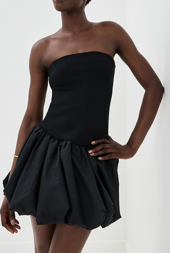 SIMKHAI Pollie Bubble Mini Dress Black MSRP $545