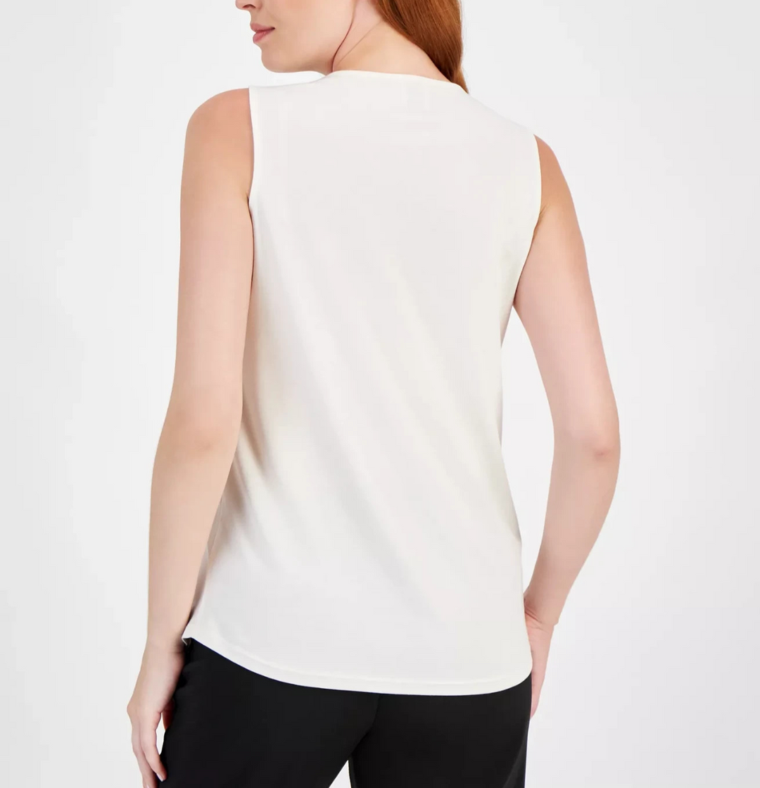 Anne Klein Sleeveless Pleat-Front V-Neck Top MSRP $49