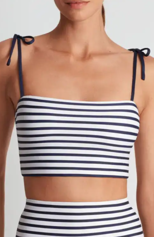 Lauren Ralph Lauren Striped Tie-Strap Square-Neck Bralette MSRP $95