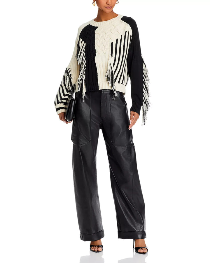 MOTHER The Jumper Slice Crewneck Cable Knit Sweater MSRP $450