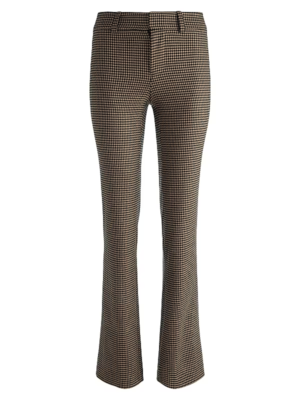 Alice + Olivia New Olivia Houndstooth Slim Flare Trousers MSRP $350