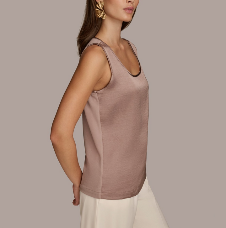 Donna Karan New York Women's Mixed-Media Scoop-Neck Top MSRP $69