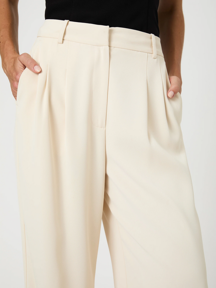 French Connection Women's Harrie Wide Leg Suiting Pants - Classic Cream MSRP $98