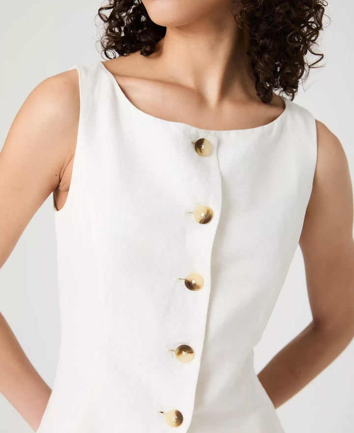 French Connection Women's Birdie Button-Front Vest Top MSRP $118