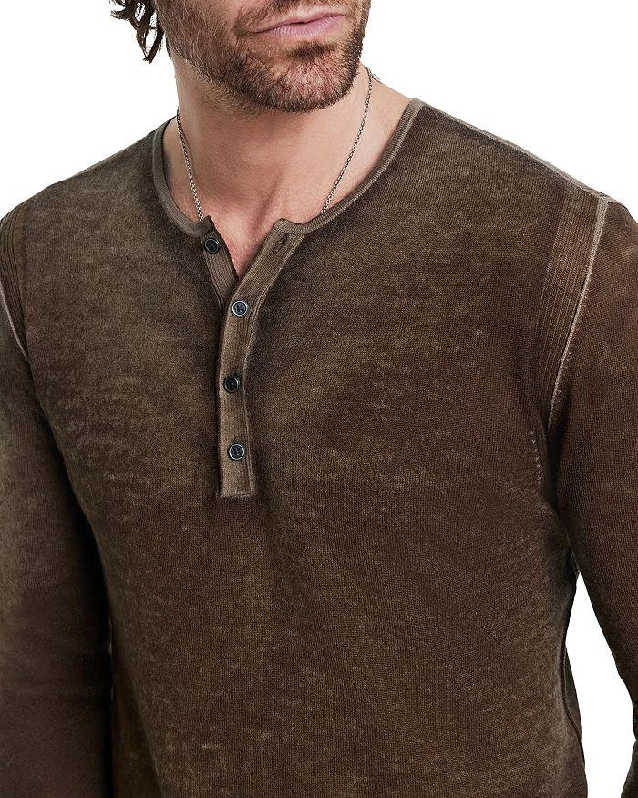 John Varvatos Christie Reversible Regular Fit Long Sleeve Silk Henley MSRP $448
