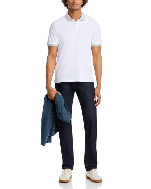 The Men's Store Striped Trim Cotton Polo Shirt MSRP $78