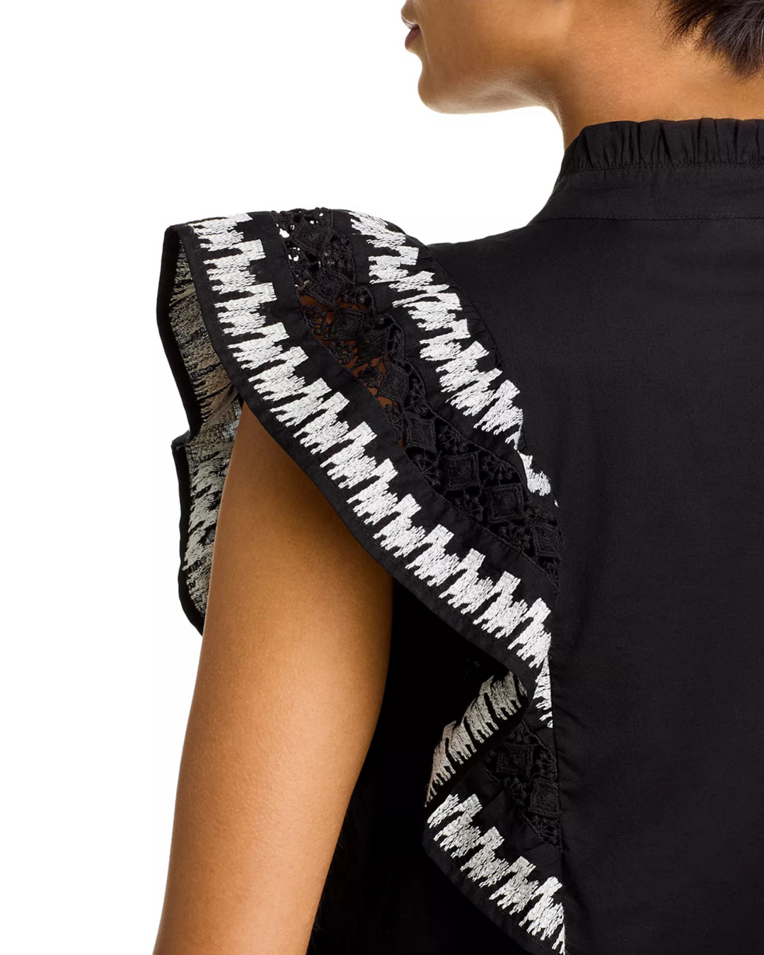 Lucky & Coco Embroidered Flutter Sleeve Blouse MSRP $88