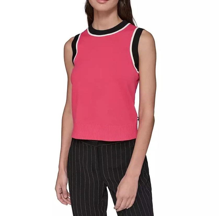 Karl Lagerfeld Paris Womens Contrast-Trim Sleeveless Sweater MSRP $69