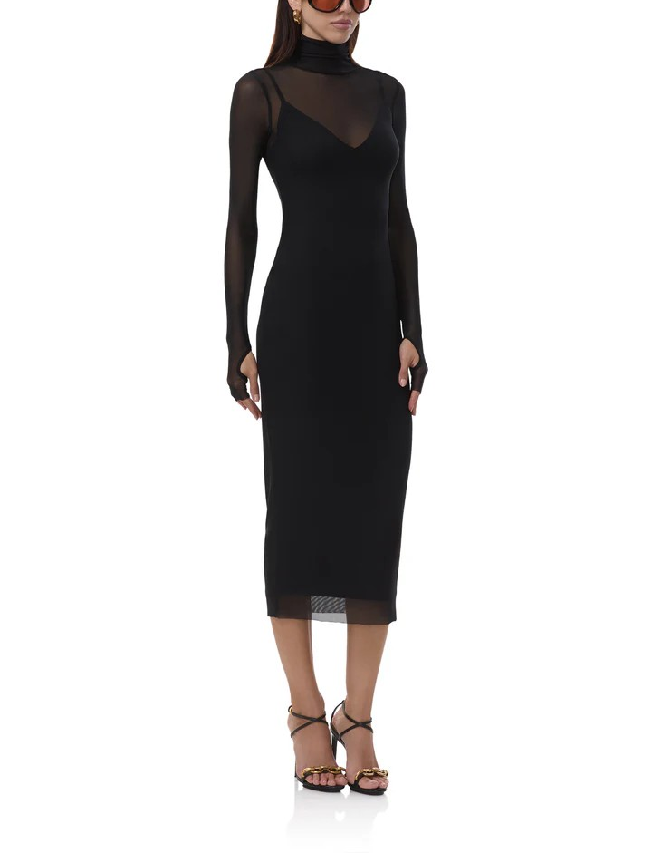 AFRM Power Mesh Bodycon Midi Shailene Dress MSRP $88