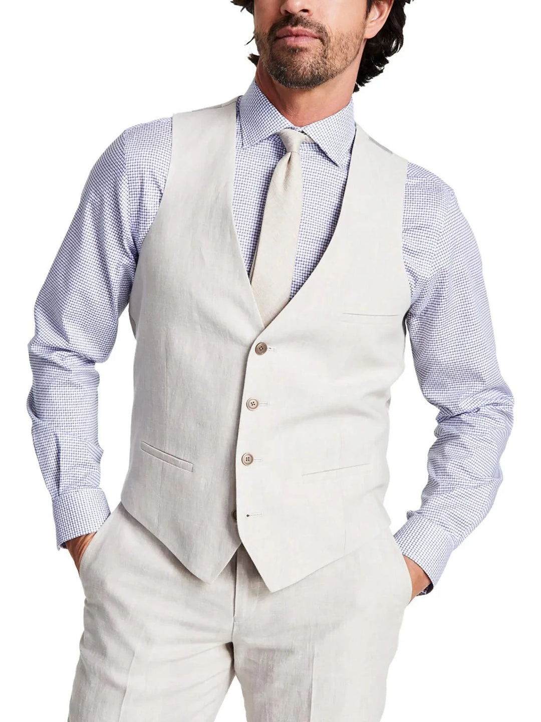 Bar III Slim-Fit Linen Suit Vest MSRP $115