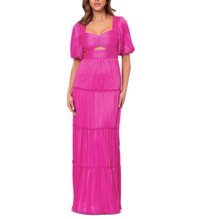 AQUA Pleated Cutout A Line Dress MSRP $308