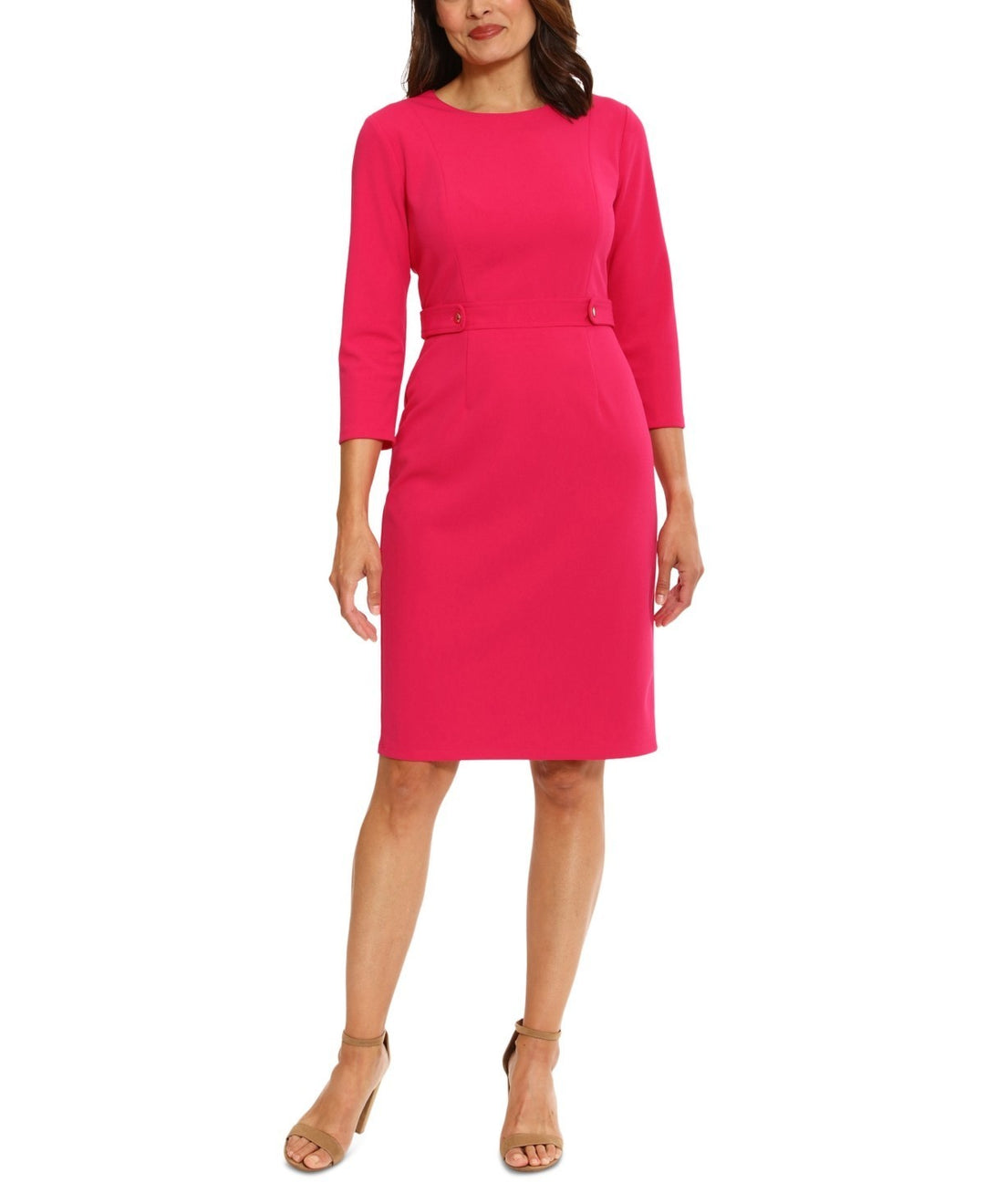London Times Women's Jewel-Neck 3/4-Sleeve Sheath Dress MSRP $99
