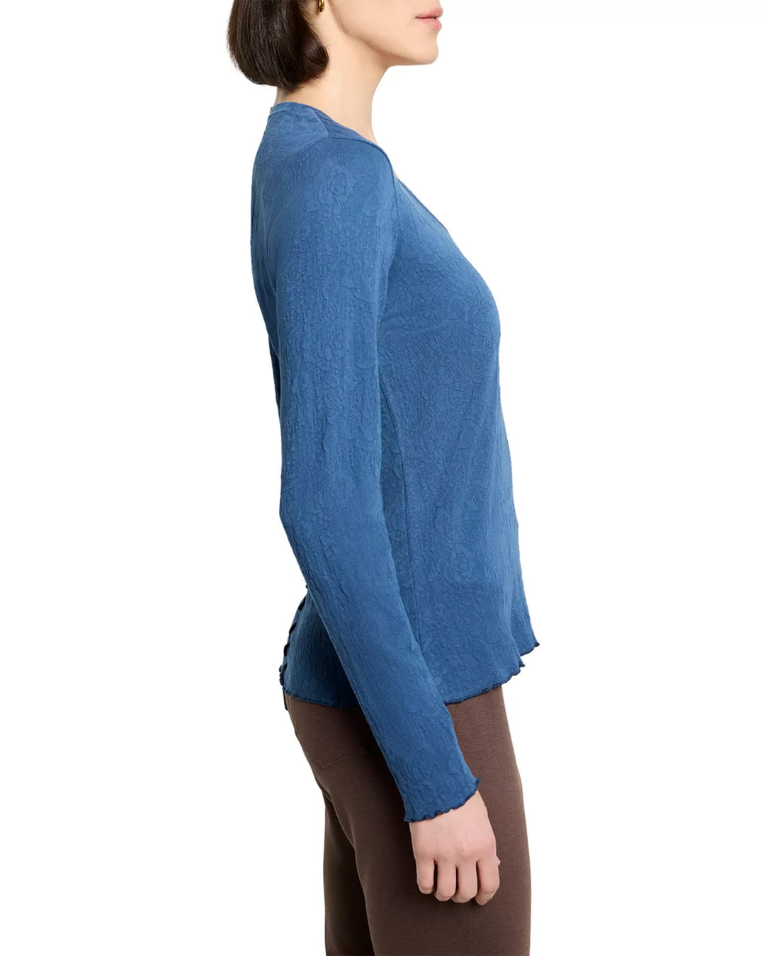NZT BY NIC+ZOE Lace Knit V Neck Tee MSRP $118