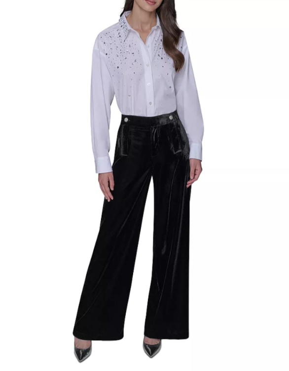 KARL LAGERFELD PARIS Wide Leg Velvet Pants MSRP $139