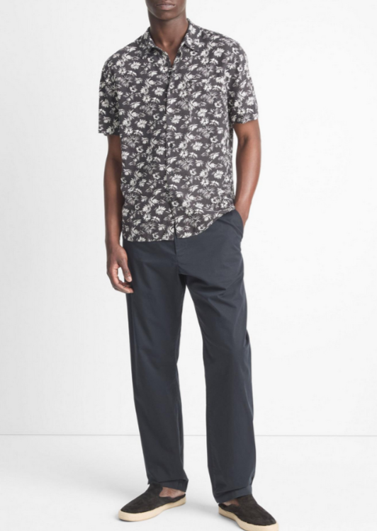 Vince Firework Floral Classic Fit Short Sleeve Shirt MSRP $225